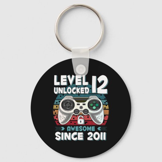 12歳の誕生日+息子+少年+面白い+ゲーマー+12歳の誕生日 キーホルダー (正面)