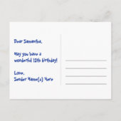 12歳の誕生日：楽しいハート柄、虹色の12 ポストカード (裏面)