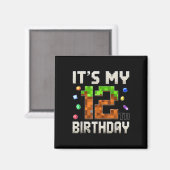 12歳の誕生日 12歳の男の子 ゲーマー ピクセル マグネット (正面/裏面)
