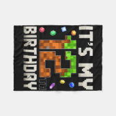 12歳の誕生日 12歳の誕生日少年ゲーマー ピクセル フリースブランケット (正面(横))