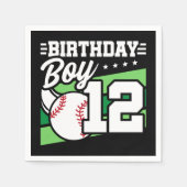 12歳の野球パーティーテーマ12誕生日少年 スタンダードカクテルナプキン (正面)