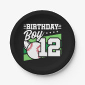 12歳の野球パーティーテーマ12誕生日少年 ペーパープレート (正面)
