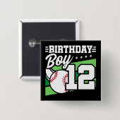 12歳の野球パーティーテーマ12誕生日少年 缶バッジ (正面&裏面)