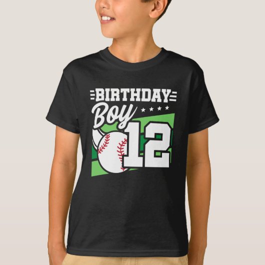12歳の野球パーティーテーマ12誕生日少年 Tシャツ (正面)