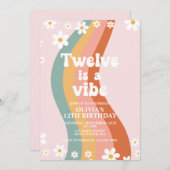 12歳はVibe groovy rainbow 12歳の誕生日In 招待状 (正面/裏面)