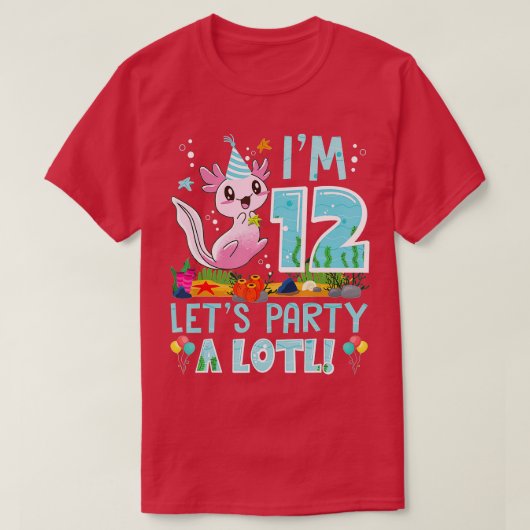 12歳アクソロトル恋人12th誕生日パーティーボーイ tシャツ (デザイン正面)
