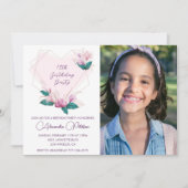 12歳エレガントの誕生日招待状フローラ写真 招待状 (正面)