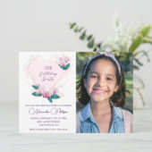 12歳エレガントの誕生日招待状フローラ写真 招待状 (スタンド正面)
