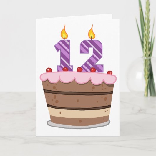 12歳オンお誕生日ケーキ カード (正面)