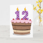 12歳オンお誕生日ケーキ カード (黄色い花)