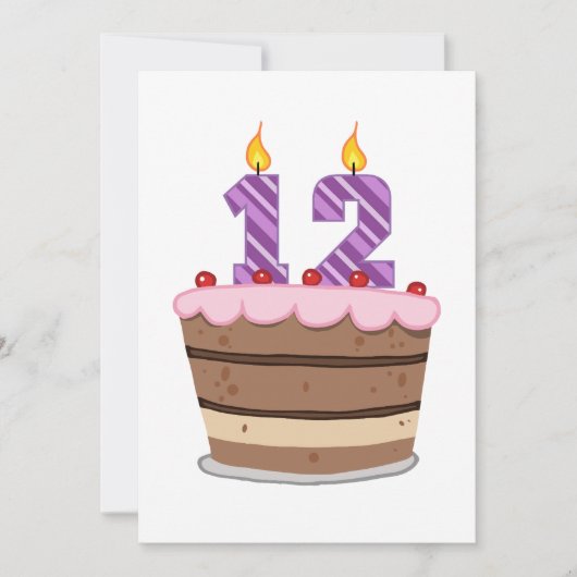 12歳オンお誕生日ケーキ カード (正面)