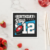 12歳オールドホッケーパーティーテーマ12誕生日少年 スタンダードカクテルナプキン (インサイチュ)