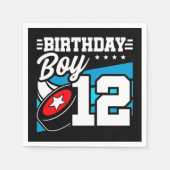 12歳オールドホッケーパーティーテーマ12誕生日少年 スタンダードカクテルナプキン (正面)