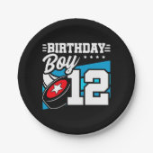 12歳オールドホッケーパーティーテーマ12誕生日少年 ペーパープレート (正面)
