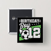 12歳サッカーサッカーキッズ12誕生日少年 缶バッジ (正面&裏面)
