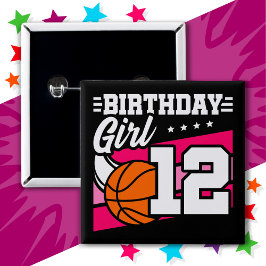 12歳バスケットボールパーティー12誕生日ガール 缶バッジ