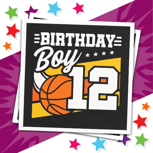 12歳バスケットボールパーティー12誕生日少年 スタンダードカクテルナプキン
