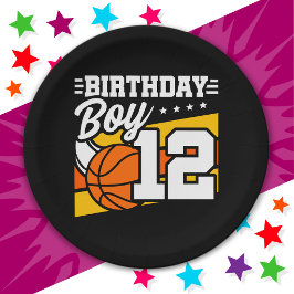 12歳バスケットボールパーティー12誕生日少年 ペーパープレート