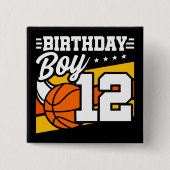 12歳バスケットボールパーティー12誕生日少年 缶バッジ (正面)