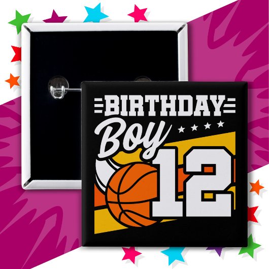 12歳バスケットボールパーティー12誕生日少年 缶バッジ