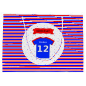 12歳パーソナライズされた紅青 ラージペーパーバッグ (裏面)