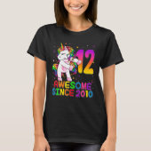 12歳ユニコーン浮き12誕生日ガールUn Tシャツ (正面)
