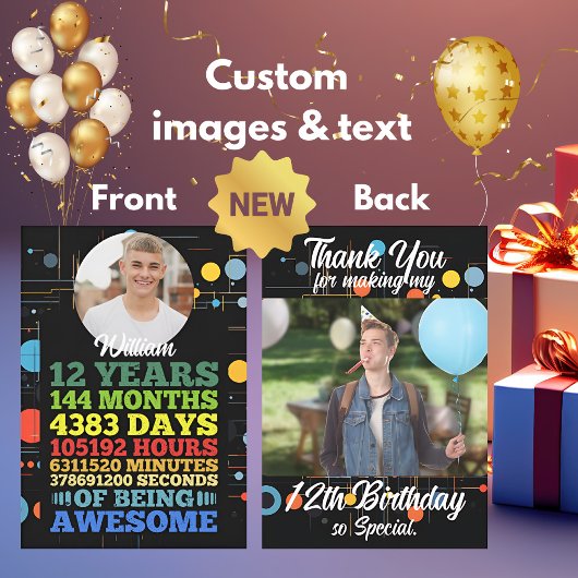 12歳12誕生日144カ月パーソナライズされた サンキューカード