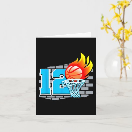 12歳12thバスケットボールバースデーパーティーテーマB カード (黄色い花)
