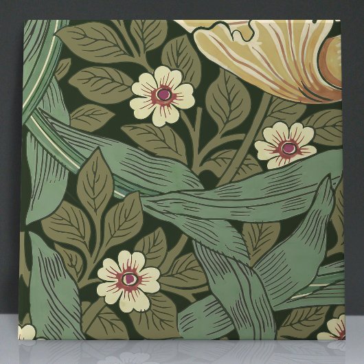 12温黄色のセージ緑のシームレスなパンパスル5 タイル