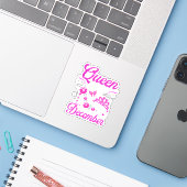 12生まれ月のクイーンのハッピーバースデー私の高H シール (ノートパソコンとiPhone)