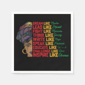 12番目の夢のリードが黒の自由のように戦う スタンダードカクテルナプキン (正面)