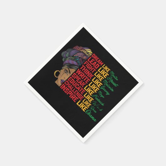 12番目の夢のリードが黒の自由のように戦う スタンダードカクテルナプキン (角)