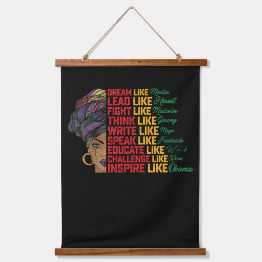 12番目の夢のリードが黒の自由のように戦う 吊り下げ型タペストリー (正面)