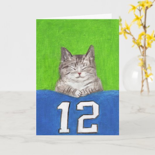 12番目の猫用毛布カード カード (黄色い花)