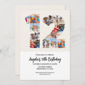 12番目の誕生日招待状 – 数値12 招待状 (正面/裏面)