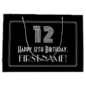 12番目の誕生日:インスパイアアールデコの「12」の外観と名前 ラージペーパーバッグ (裏面)