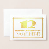 12番目の誕生日、名前+アールデコインスパイア「12」の外観 箔カード (封筒付き正面)