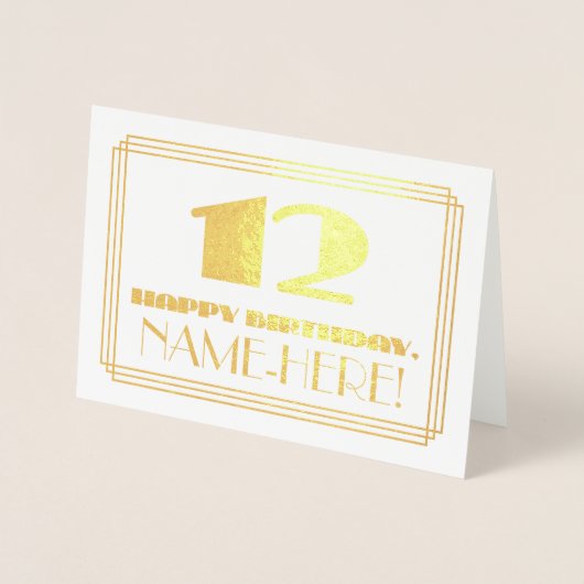 12番目の誕生日、名前+アールデコインスパイア「12」の外観 箔カード (正面)