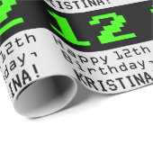 12番目の誕生日- Nerdy / オタク系のスタイル"12"と名前 ラッピングペーパー (ロールコーナー)