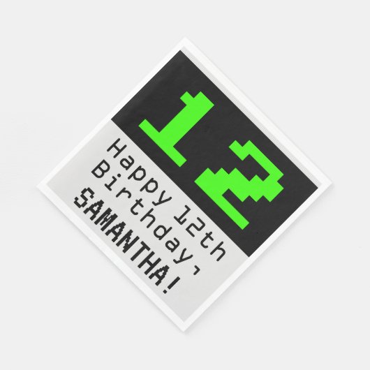 12番目の誕生日- Nerdy / オタク系のスタイル"12" & Name スタンダードランチョンナプキン (角)