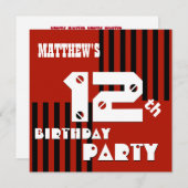 12番目または任意の誕生日モダンストライプT12Z 招待状 (正面/裏面)
