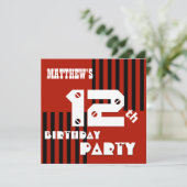 12番目または任意の誕生日モダンストライプT12Z 招待状 (スタンド正面)