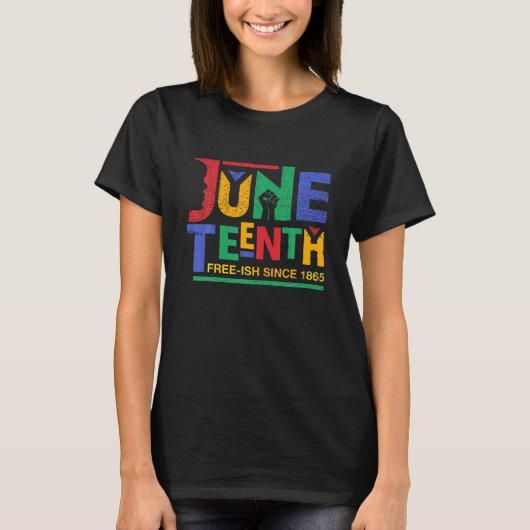 12番目祝の黒奴隷の自由の男性の女性 Tシャツ (正面)