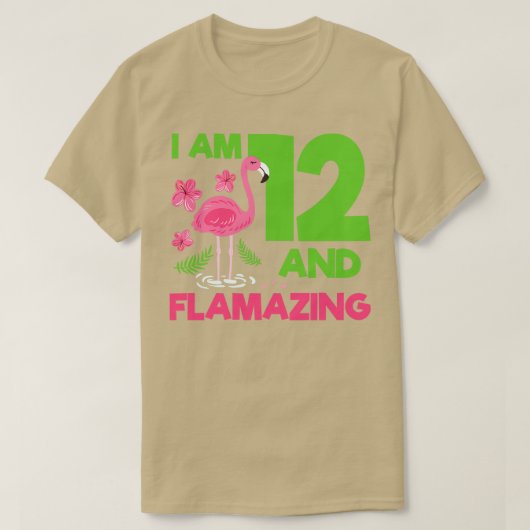 12番誕生日フラミンゴ2 Tシャツ (デザイン正面)