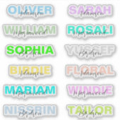 12種類のモダンでカラフルな名前シール ベスト防水ステッカー シール (正面)