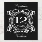 12結婚周年絹 ワインラベル (シングルラベル)