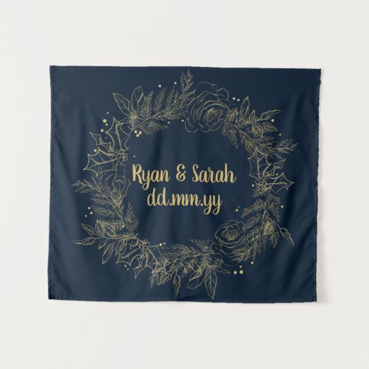 12結婚月の12月の結婚背景 タペストリー (正面(横))