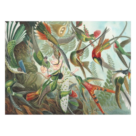 12羽のアメリカのハミング鳥が繁殖色彩の鮮やかす描る テーブルクロス (正面(横))