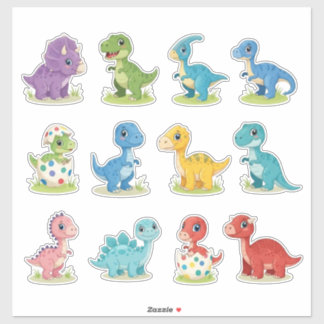 12色のかわいい恐竜ビニールステッカー シール