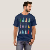 12色のカラフルなクリスマスツリー Tシャツ (正面フル)